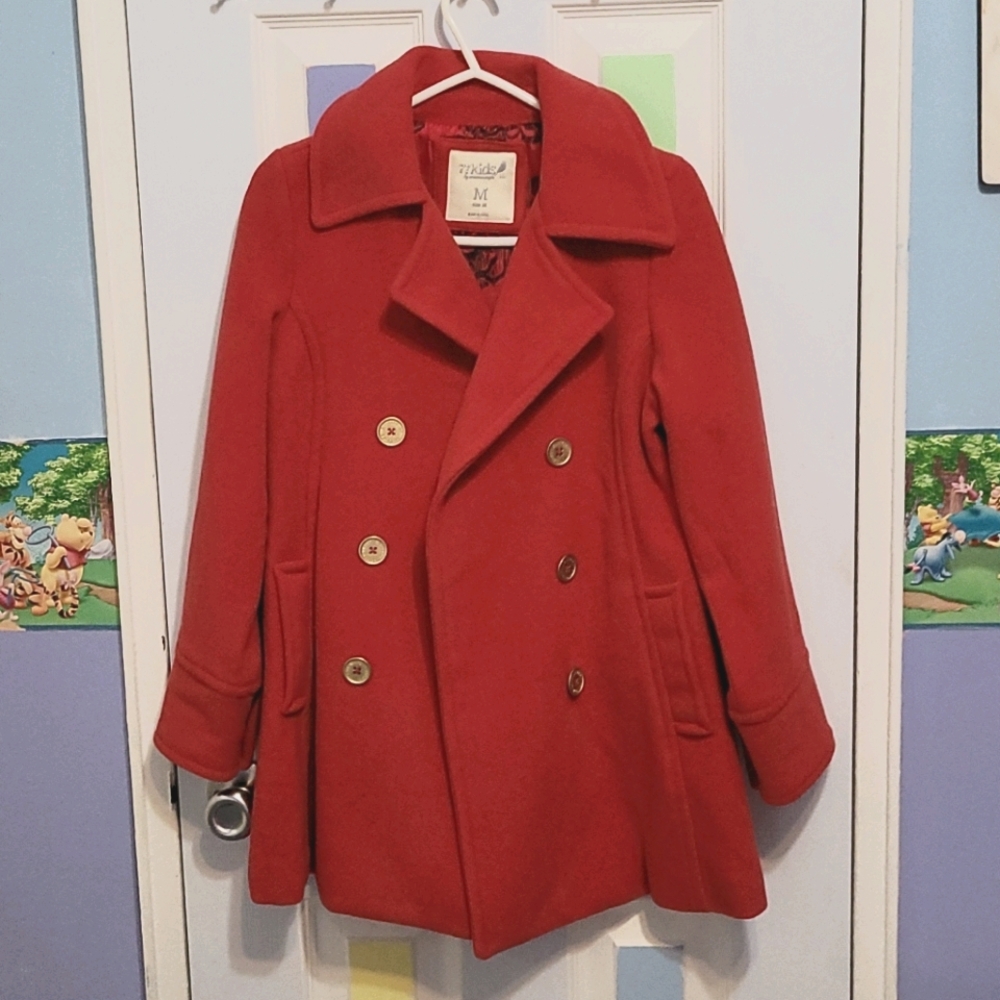 Kids Red Double Breasted Coat